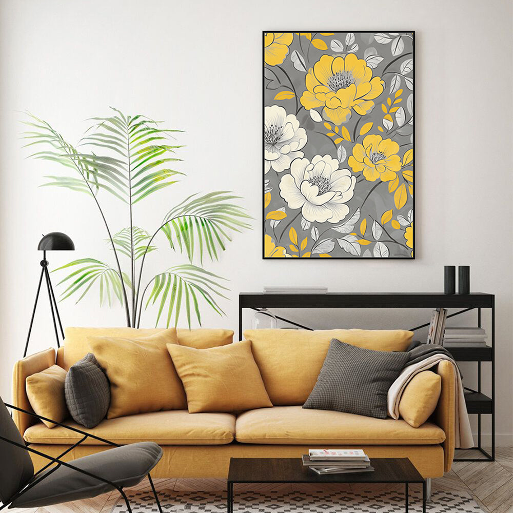 Golden Bloom Elegance Canvas Wall Art