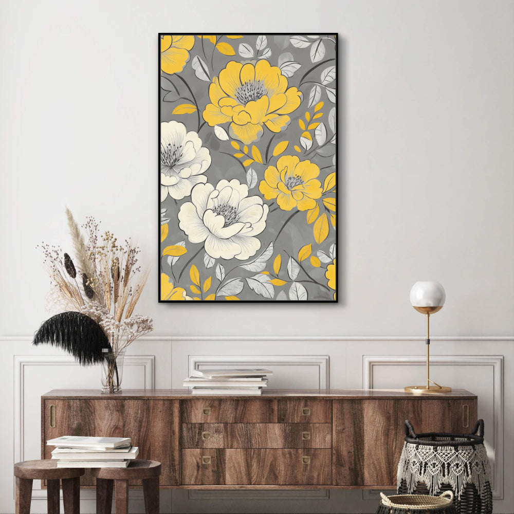Golden Bloom Elegance Canvas Wall Art