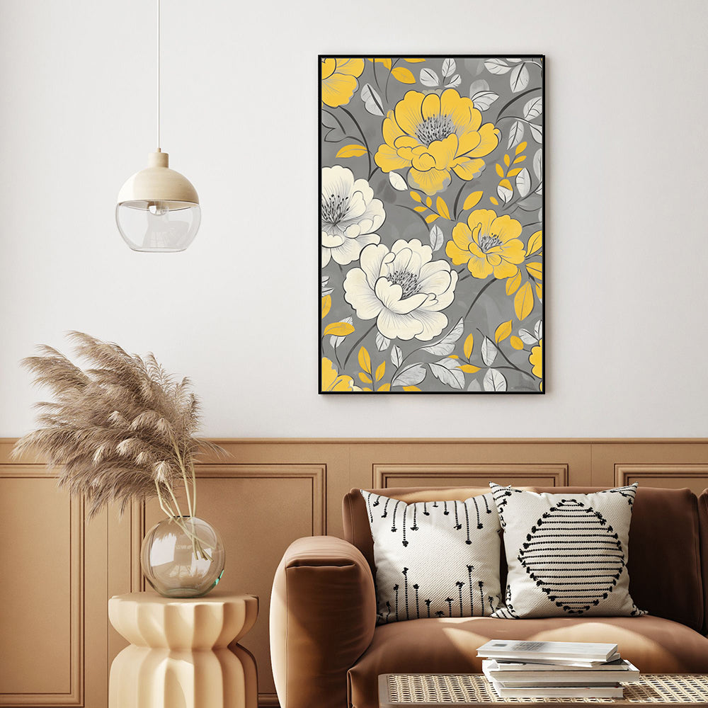 Golden Bloom Elegance Canvas Wall Art