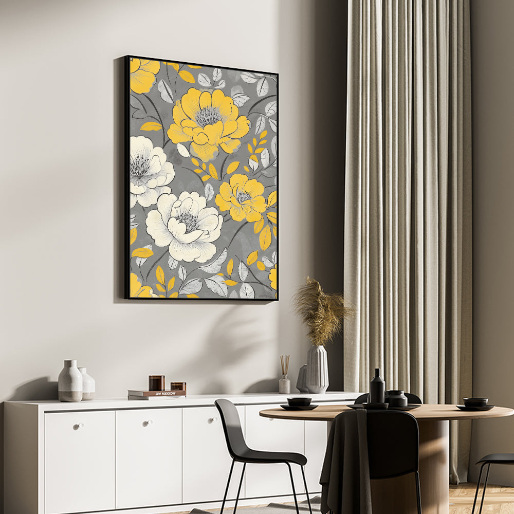 Golden Bloom Elegance Canvas Wall Art