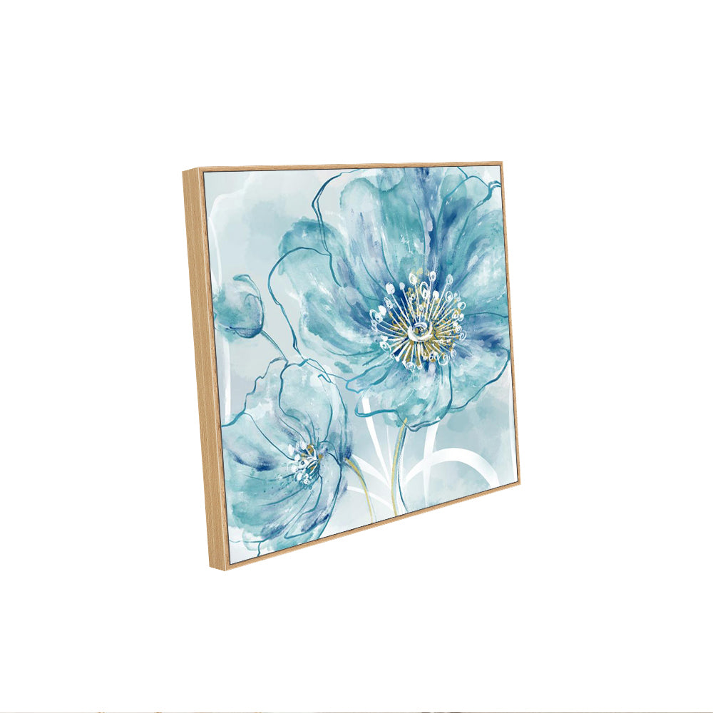 Tranquil Blue Floral – Watercolor Bloom Painting Canvas Wall Art