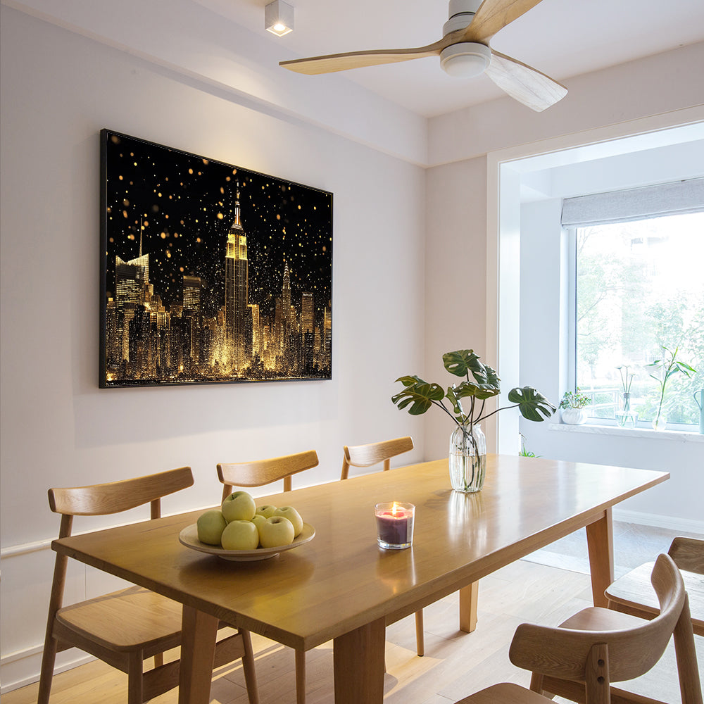 Golden Skyline of a Glittering City-Canvas Wall Art