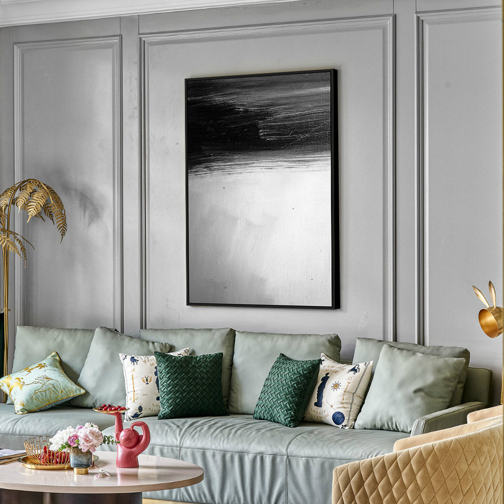 Dynamic Black And White Abstract Canvas Wall Art