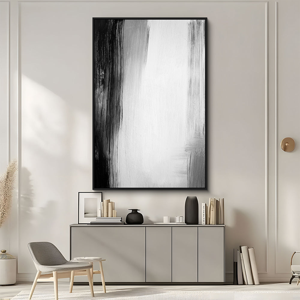 Monochrome Brushstroke Abstract Canvas Wall Art