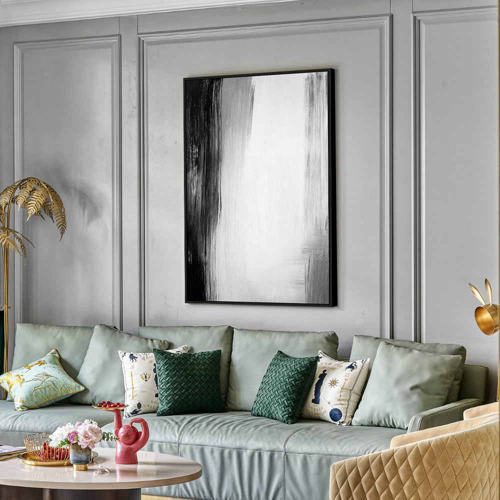 Monochrome Brushstroke Abstract Canvas Wall Art