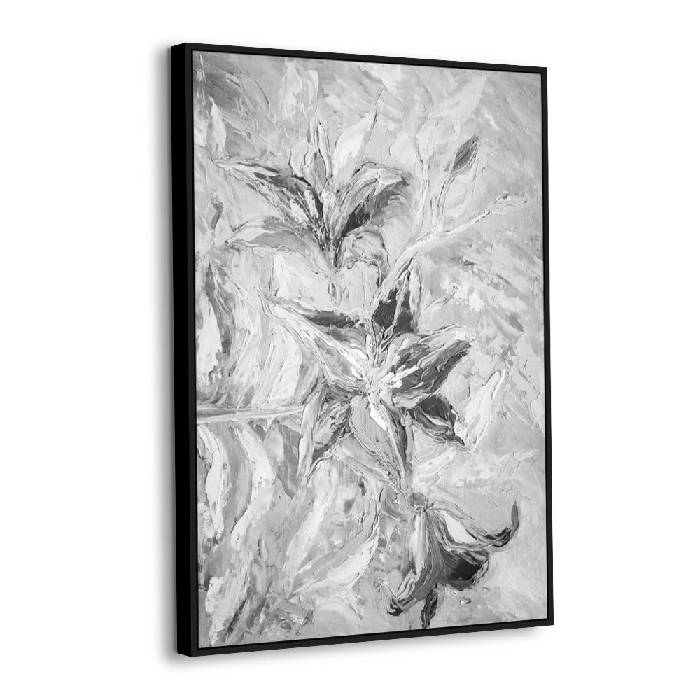 Floral Elegance In Monochrome Canvas Wall Art