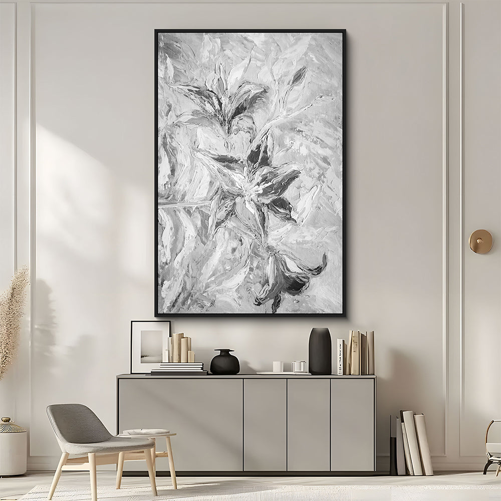 Floral Elegance In Monochrome Canvas Wall Art