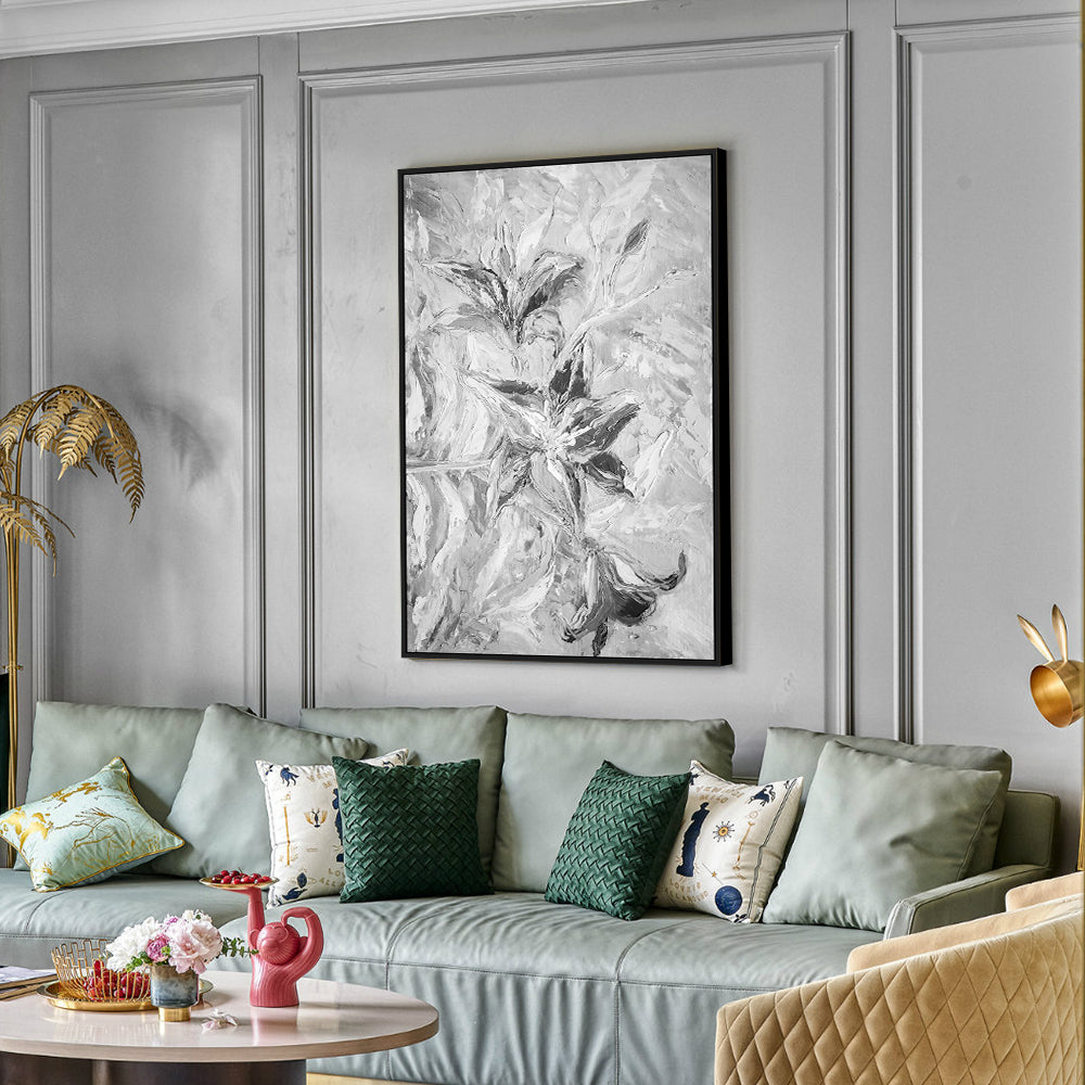 Floral Elegance In Monochrome Canvas Wall Art