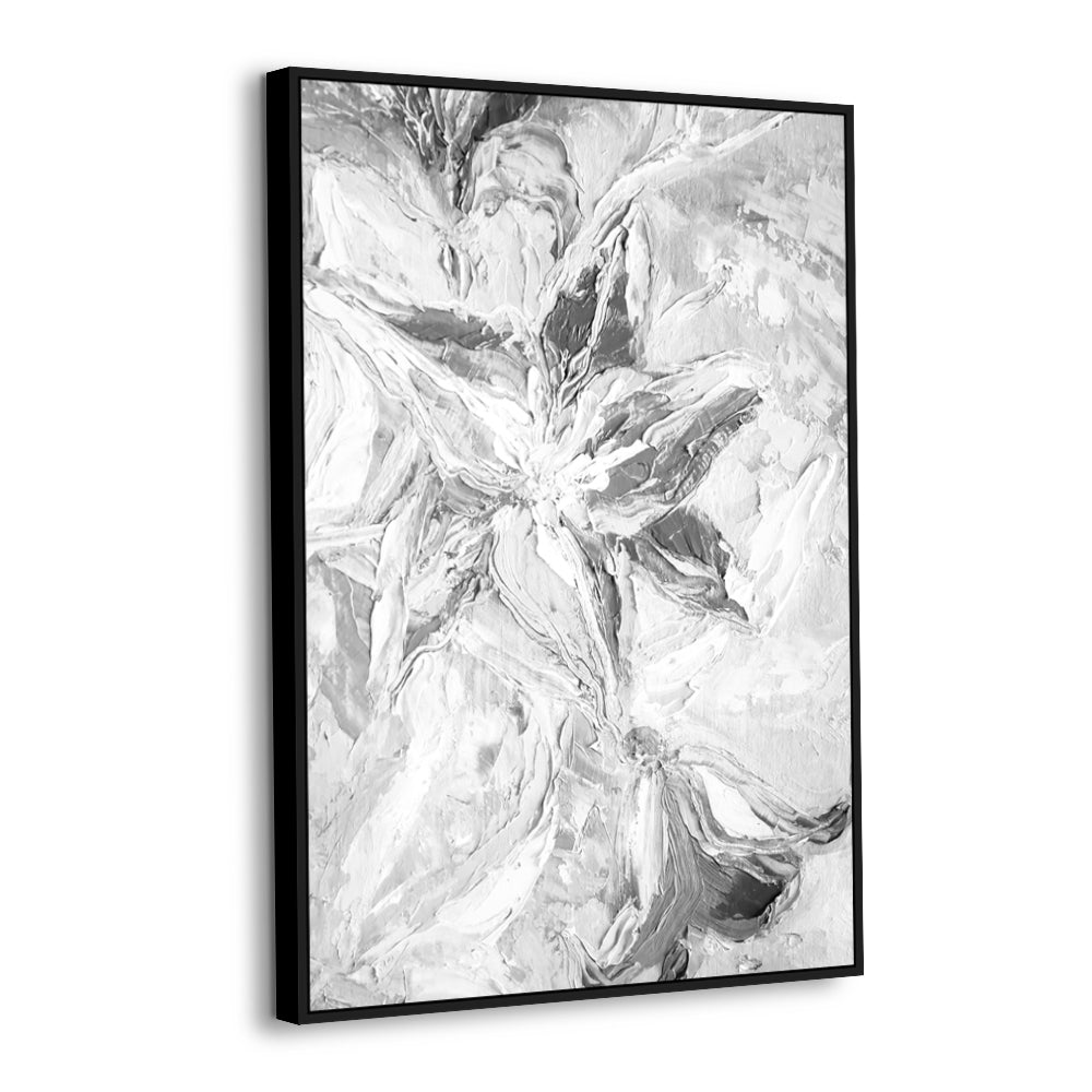 Elegant Black And White Floral Abstract Canvas Wall Art