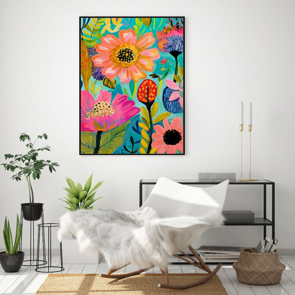 Vivid Floral Symphony Canvas Wall Art