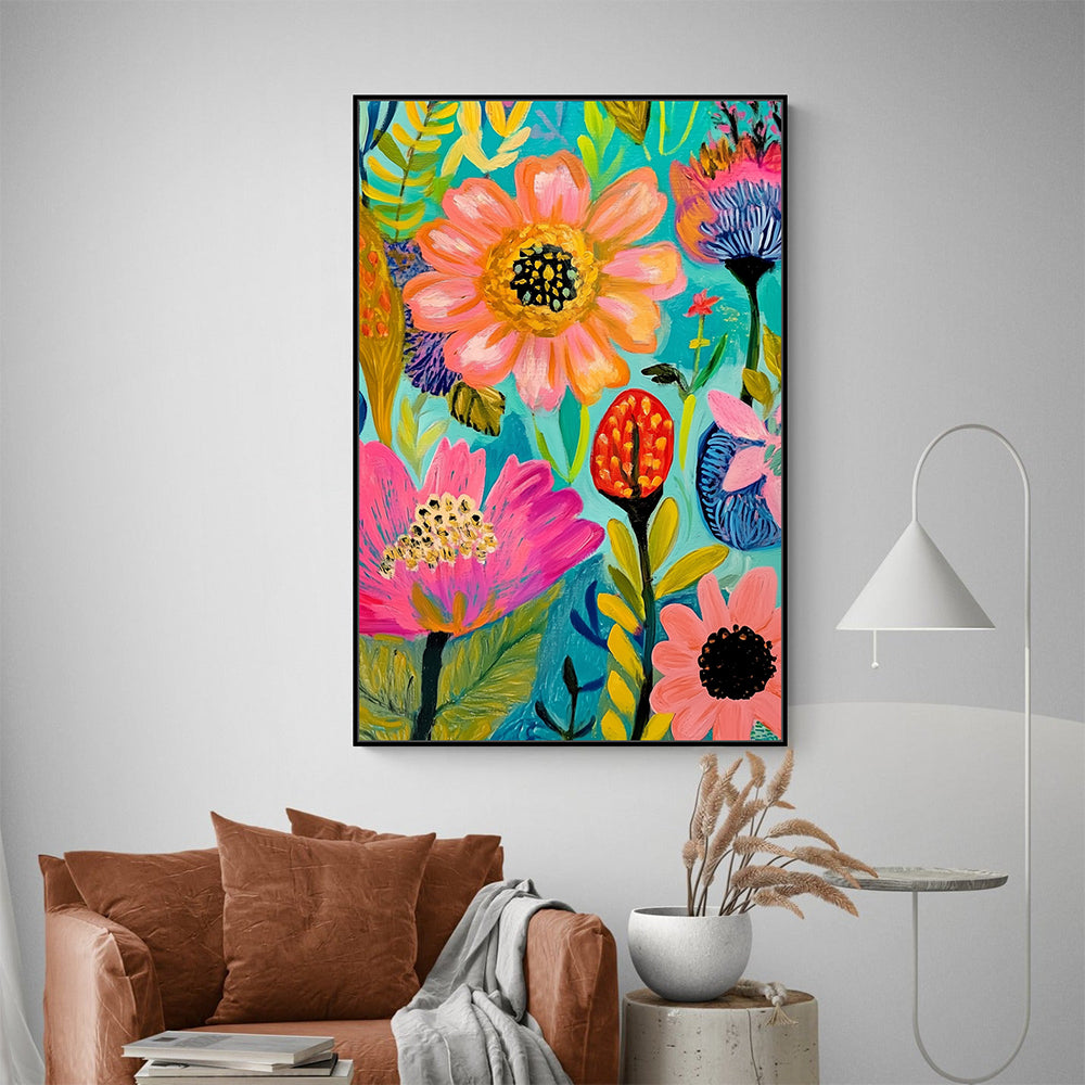 Vivid Floral Symphony Canvas Wall Art