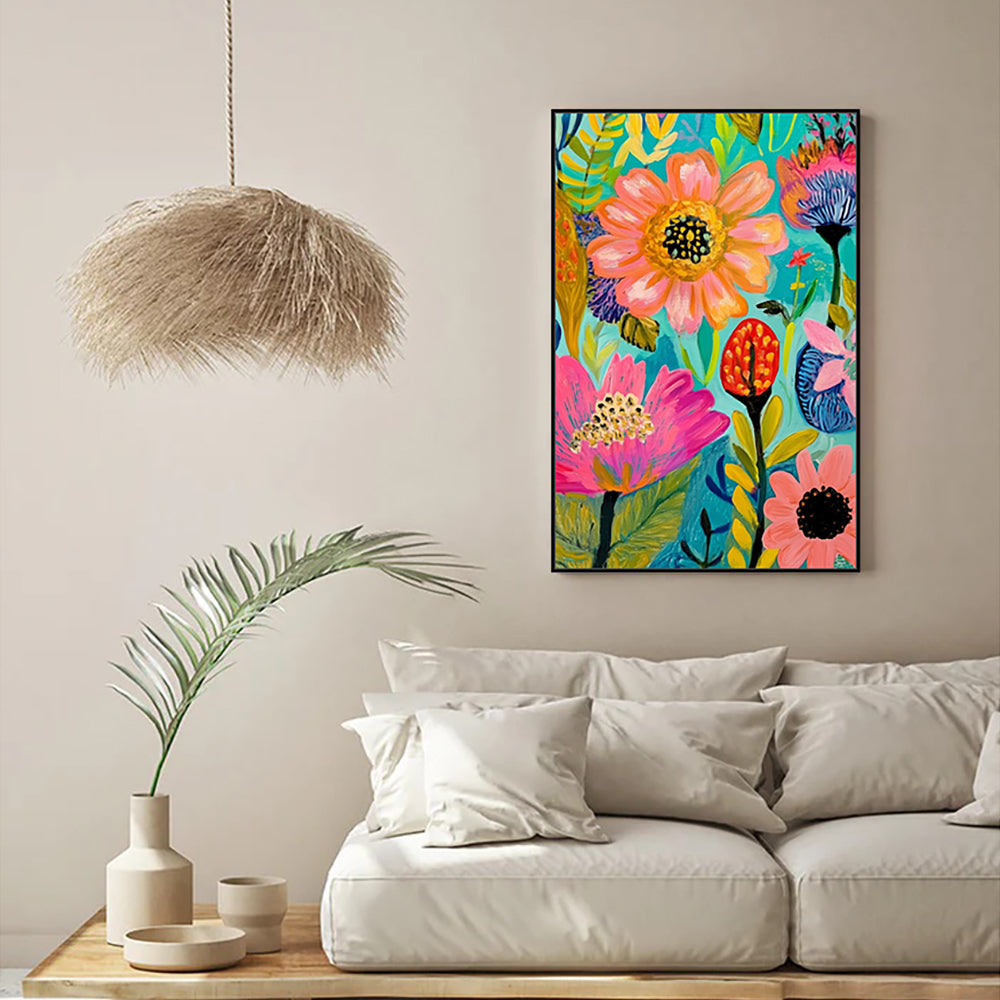 Vivid Floral Symphony Canvas Wall Art
