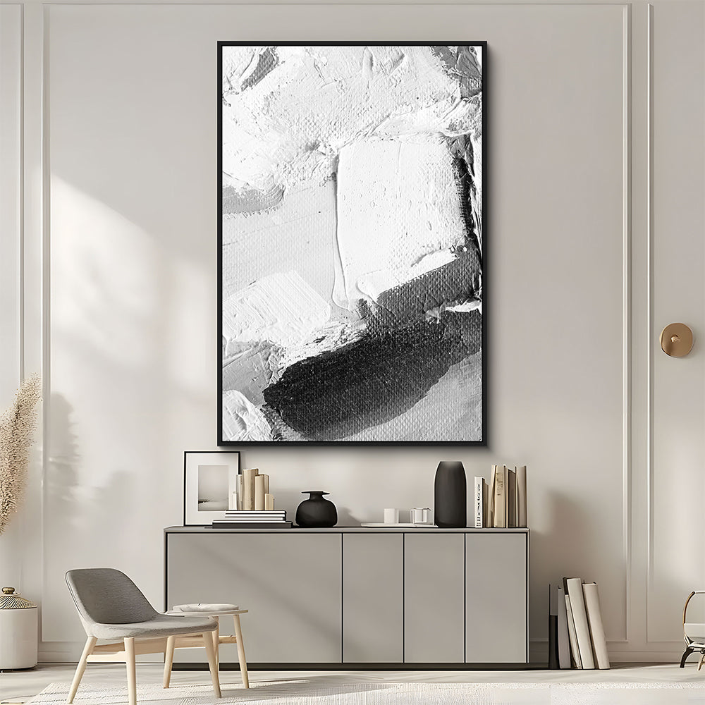 Textured Black And White Abstract Canvas Wall Art
