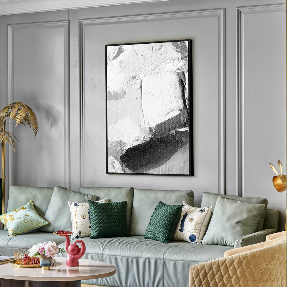 Textured Black And White Abstract Canvas Wall Art