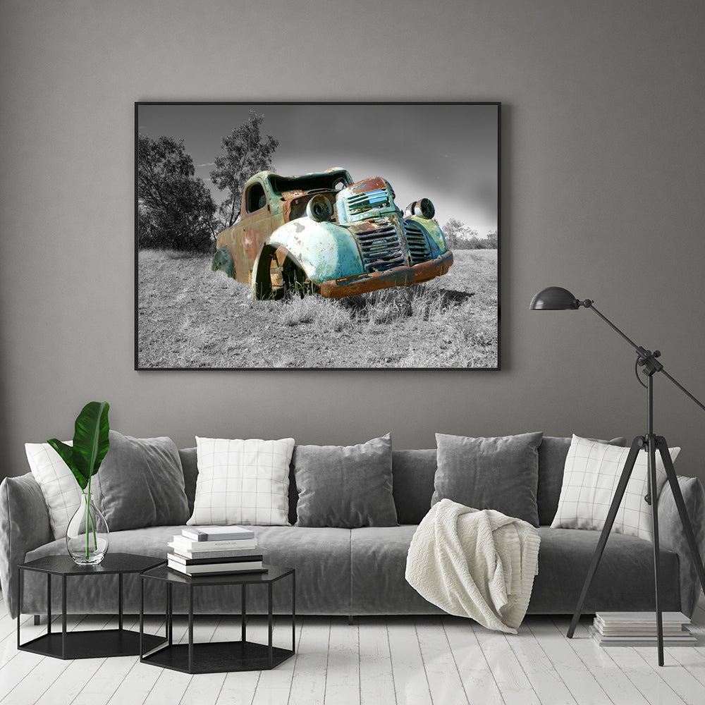 Rustic Beauty - Abandoned Vintage Truck Canvas Wall Art