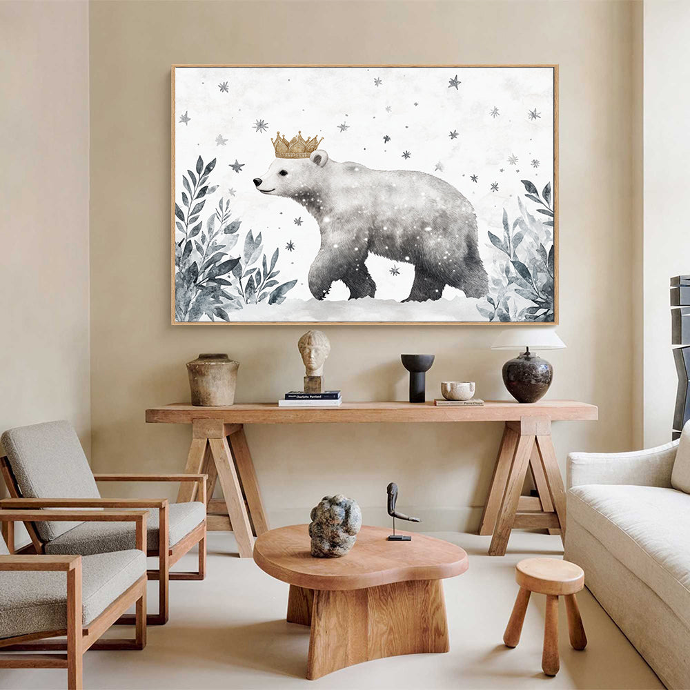 Regal Polar Bear – Winter Wonderland Décor Canvas Wall Art