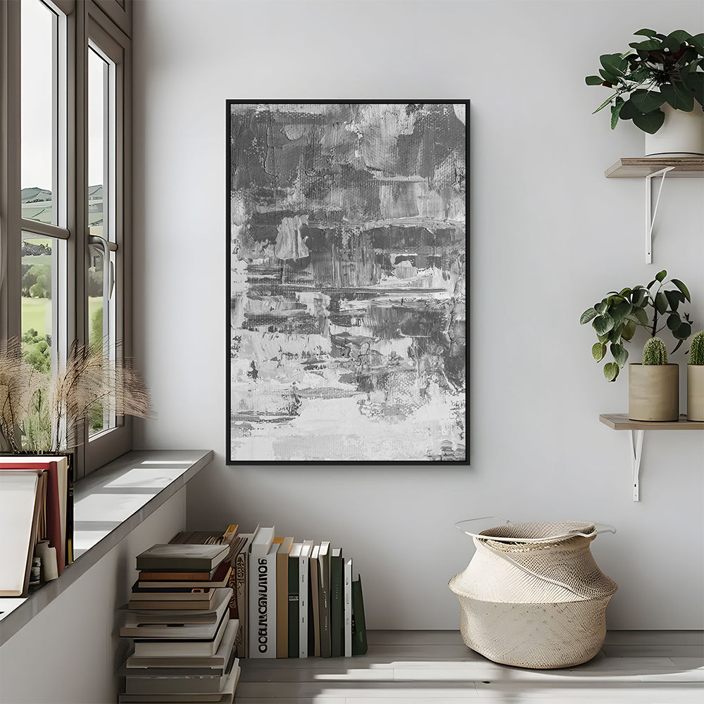 Gray and White Textured Canvas Wall Art