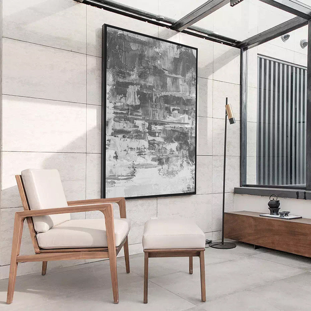 Gray and White Textured Canvas Wall Art