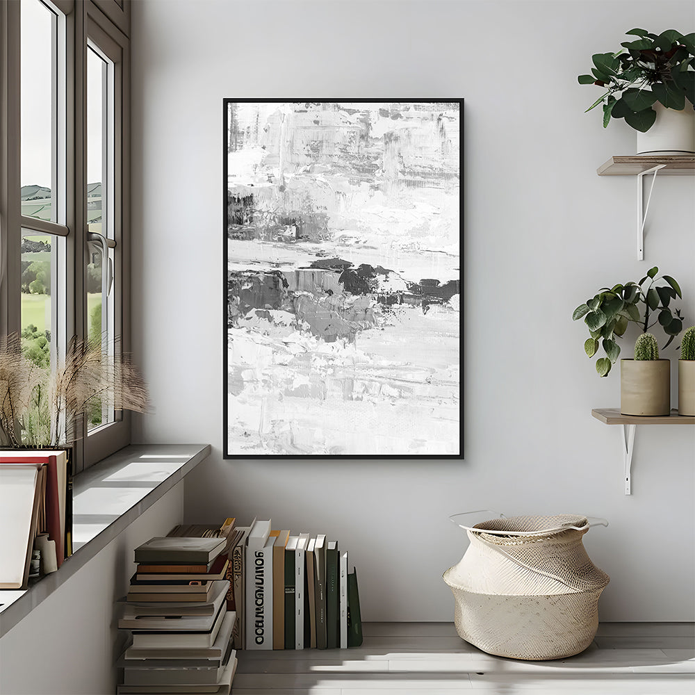 Modern Black & White Canvas Art – Textured Minimalist Wall Décor