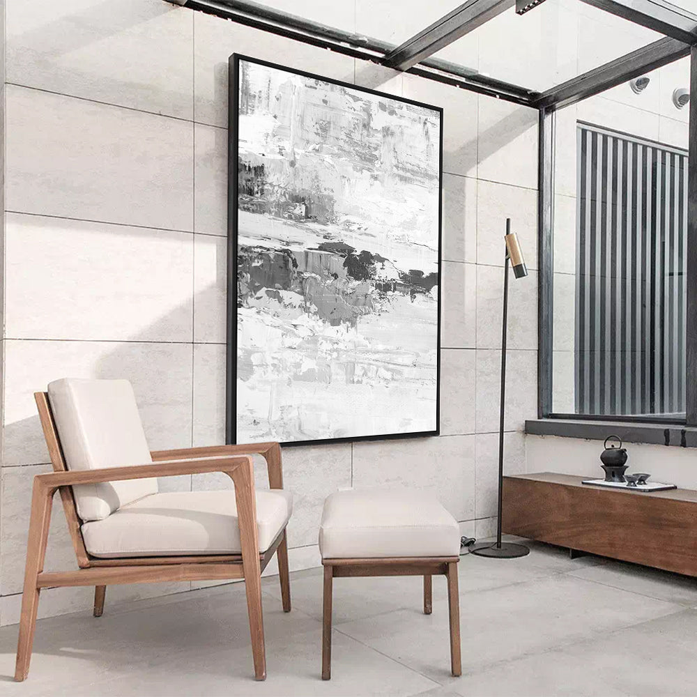 Modern Black & White Canvas Art – Textured Minimalist Wall Décor