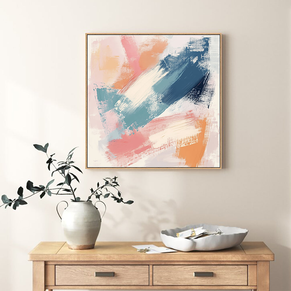 Brushstroke - Vibrant Pastel Palette Canvas Wall Art