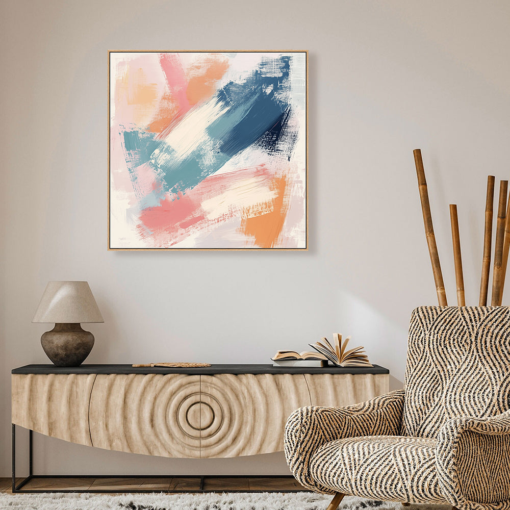 Brushstroke - Vibrant Pastel Palette Canvas Wall Art