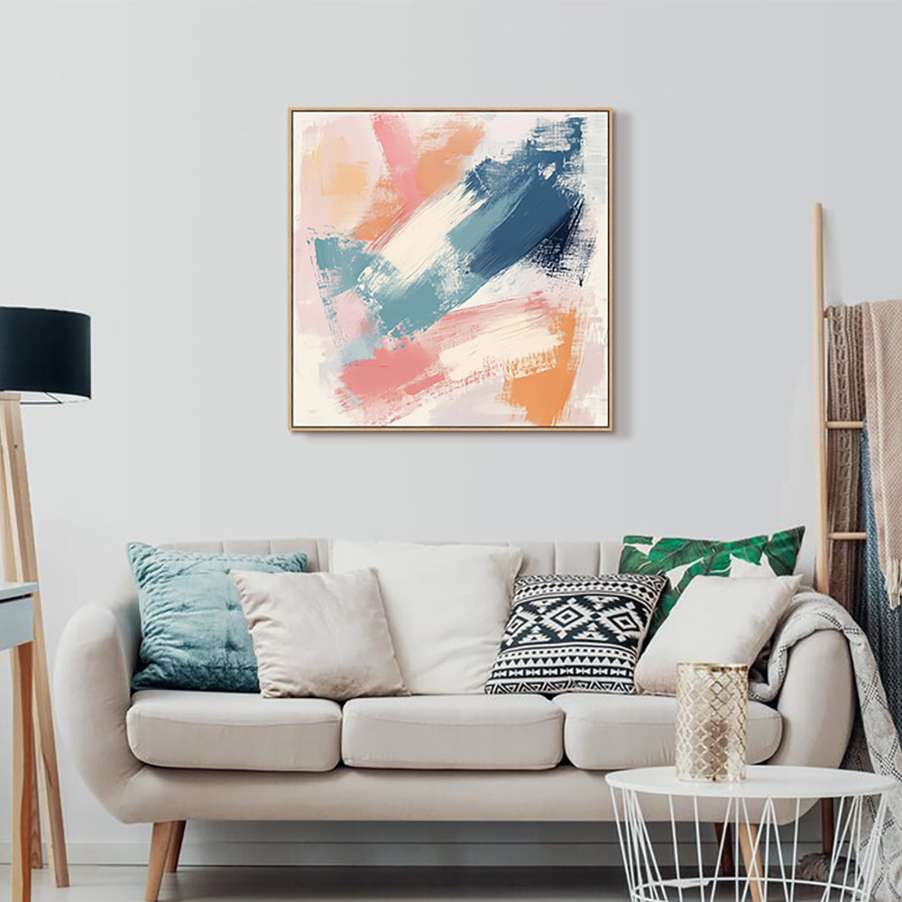 Brushstroke - Vibrant Pastel Palette Canvas Wall Art