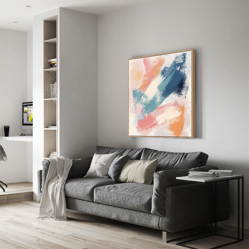 Brushstroke - Vibrant Pastel Palette Canvas Wall Art