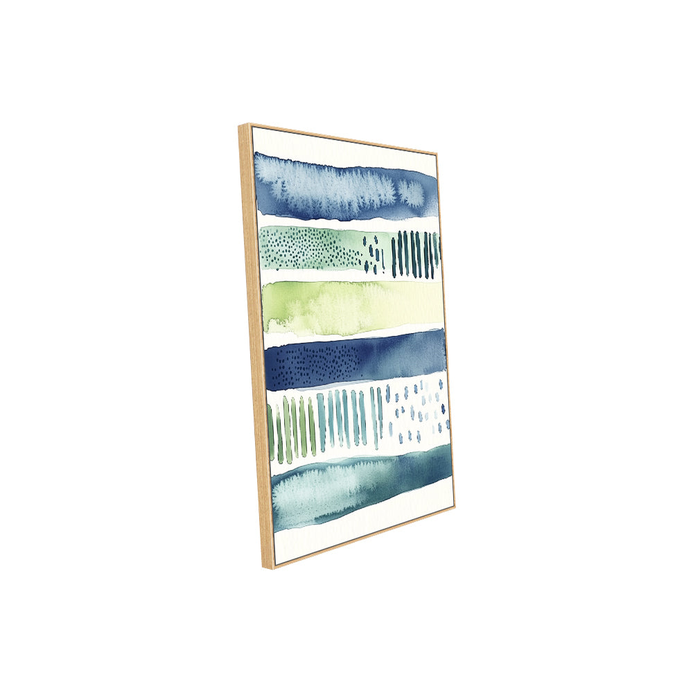 Watercolor Stripes - Fresh Blue And Green Palette Canvas Wall Art