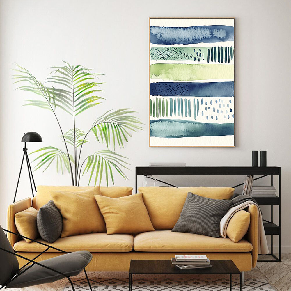 Watercolor Stripes - Fresh Blue And Green Palette Canvas Wall Art
