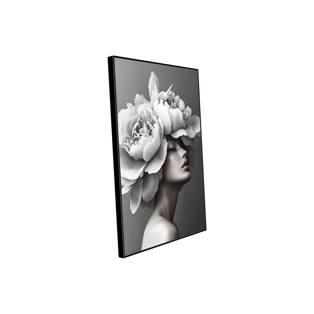 Floral Grace - Black And White Elegance Canvas Wall Art