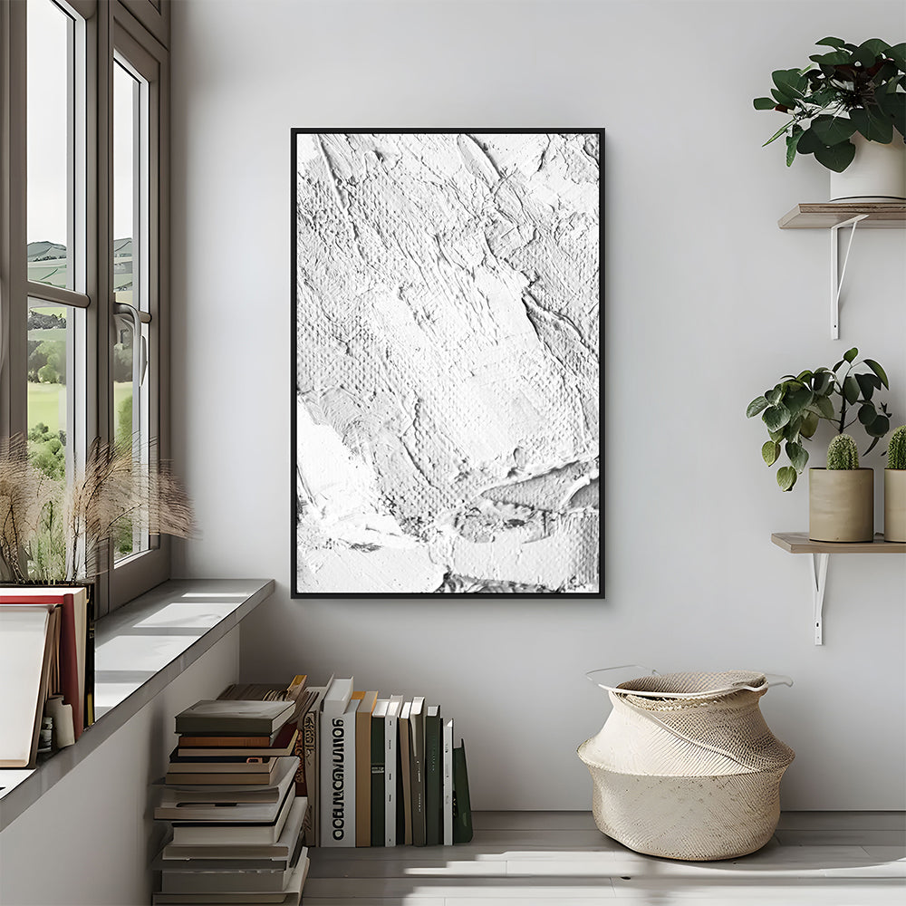 Pure Elegance: White Textured Canvas Wall Art