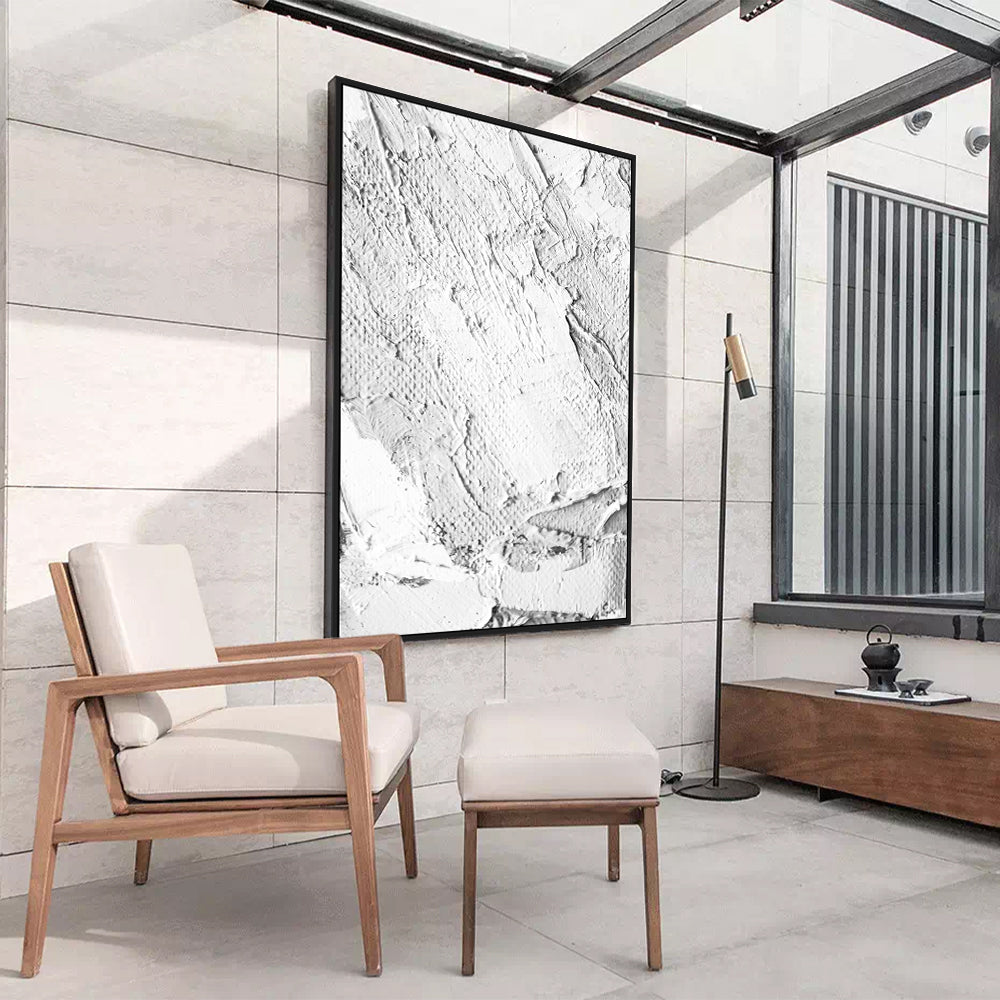 Pure Elegance: White Textured Canvas Wall Art