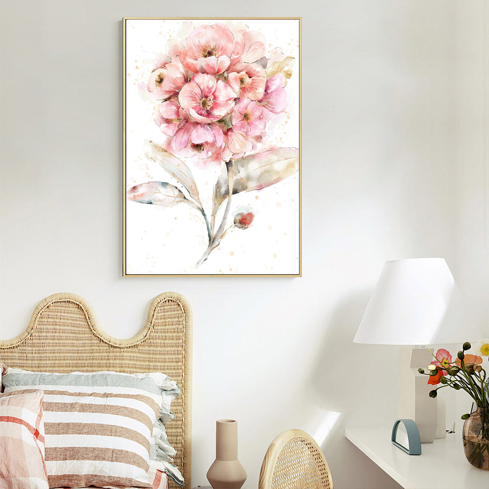 Elegant Pink Floral Watercolor Canvas Wall Art – Blooming Botanical Beauty