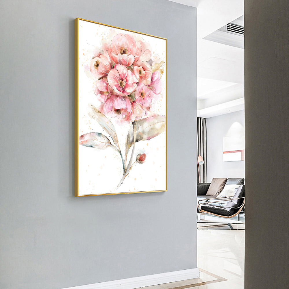 Elegant Pink Floral Watercolor Canvas Wall Art – Blooming Botanical Beauty