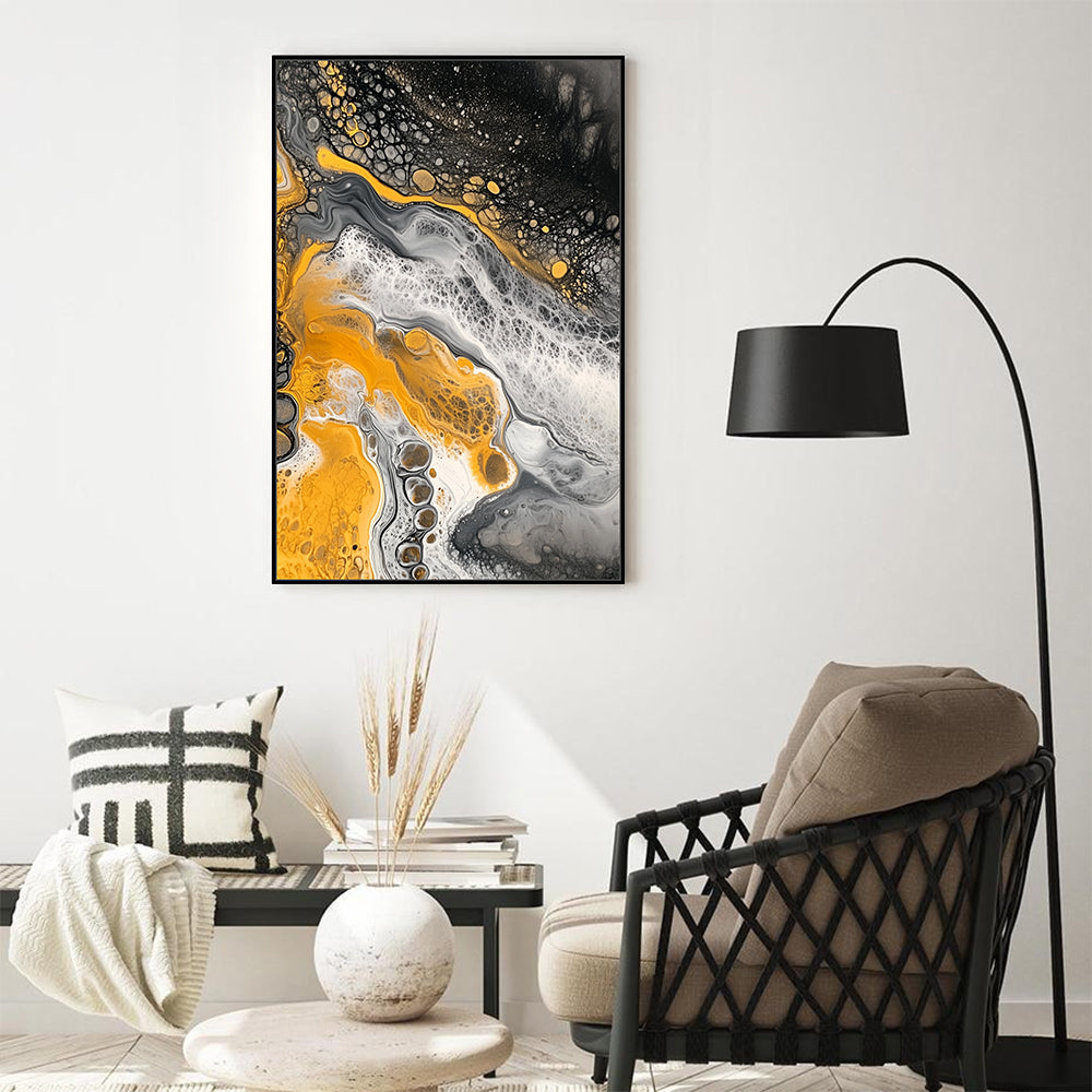 Golden Flow - Bold And Dynamic Design Canvas Wall Art