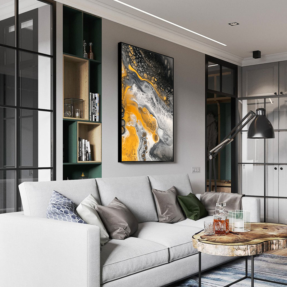 Golden Flow - Bold And Dynamic Design Canvas Wall Art