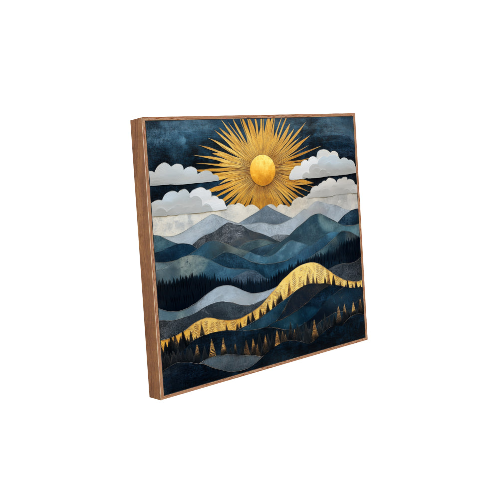 Golden Sunrise Over Mountains Canvas Wall Art
