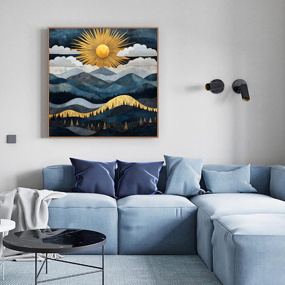Golden Sunrise Over Mountains Canvas Wall Art