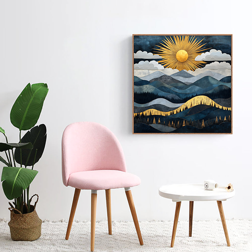 Golden Sunrise Over Mountains Canvas Wall Art