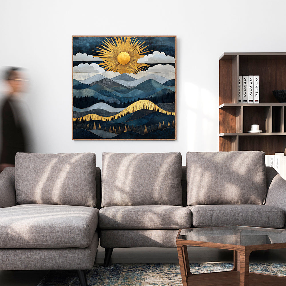 Golden Sunrise Over Mountains Canvas Wall Art