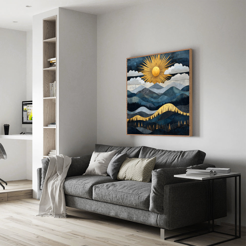 Golden Sunrise Over Mountains Canvas Wall Art