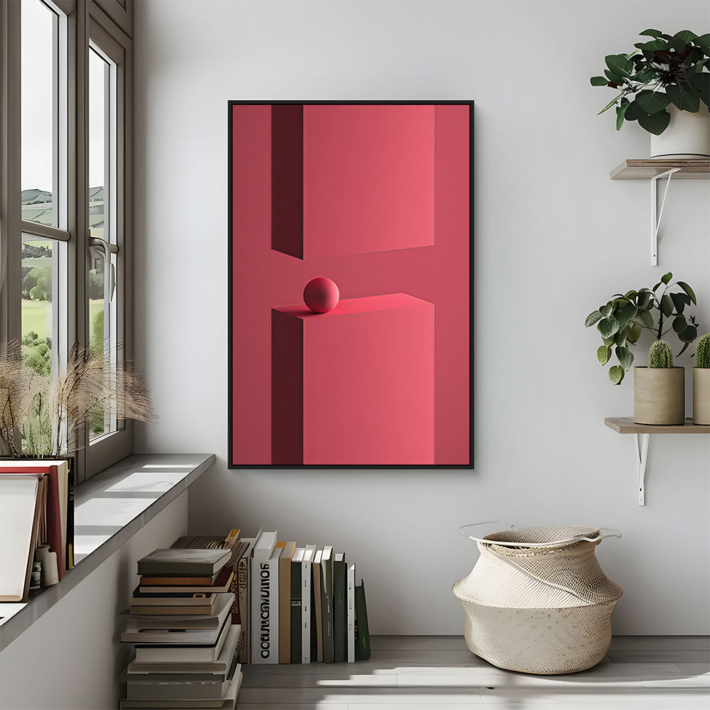 Bold Red Geometric Shape Canvas Wall Art