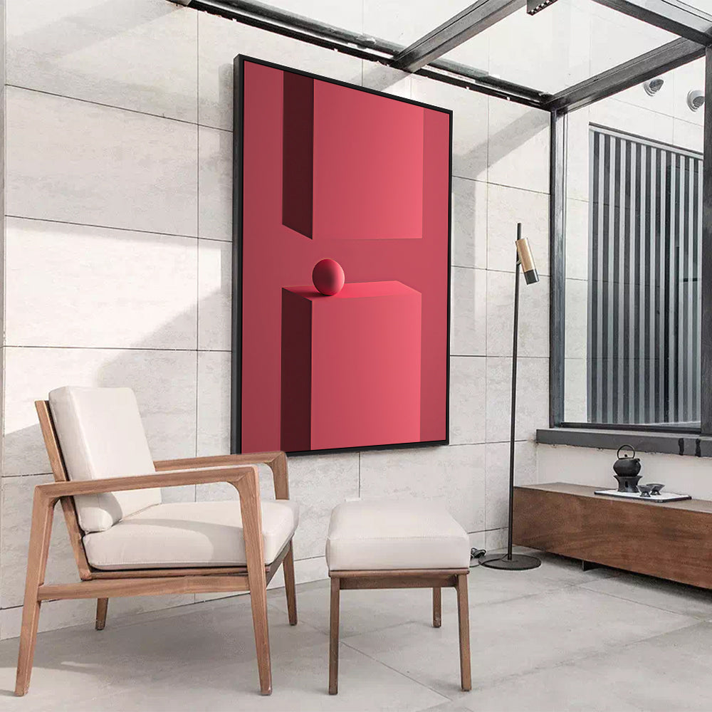 Bold Red Geometric Shape Canvas Wall Art