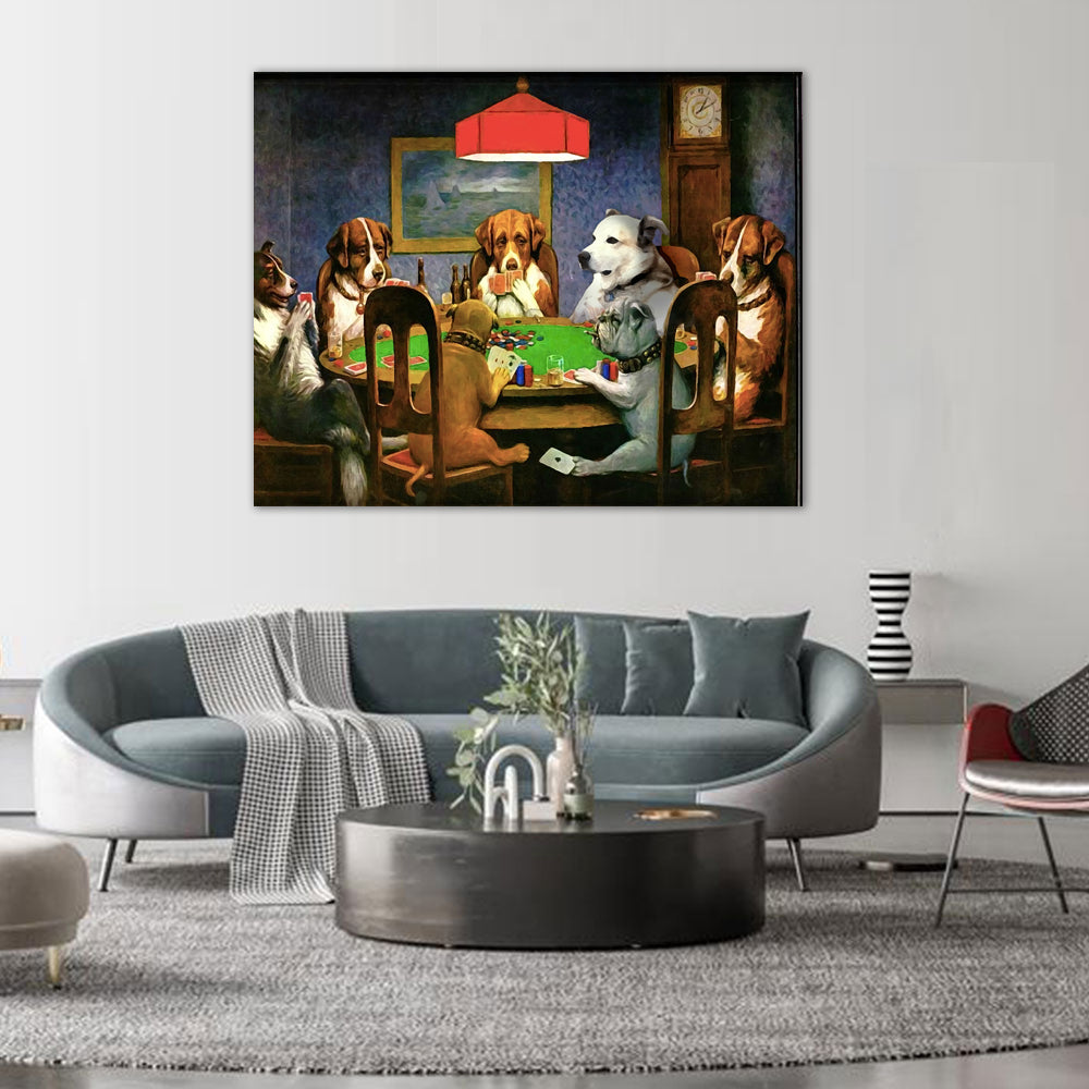 Classic Dogs Playing Poker Canvas Wall Art