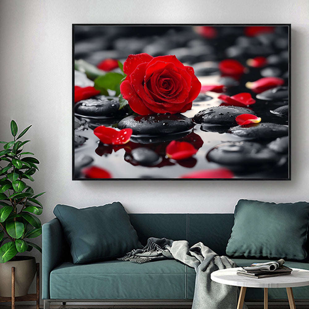 Elegant Red Rose Canvas Wall Art