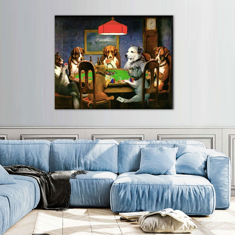 Classic Dogs Playing Poker Canvas Wall Art