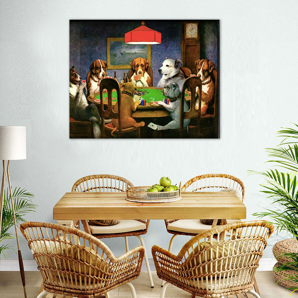 Classic Dogs Playing Poker Canvas Wall Art