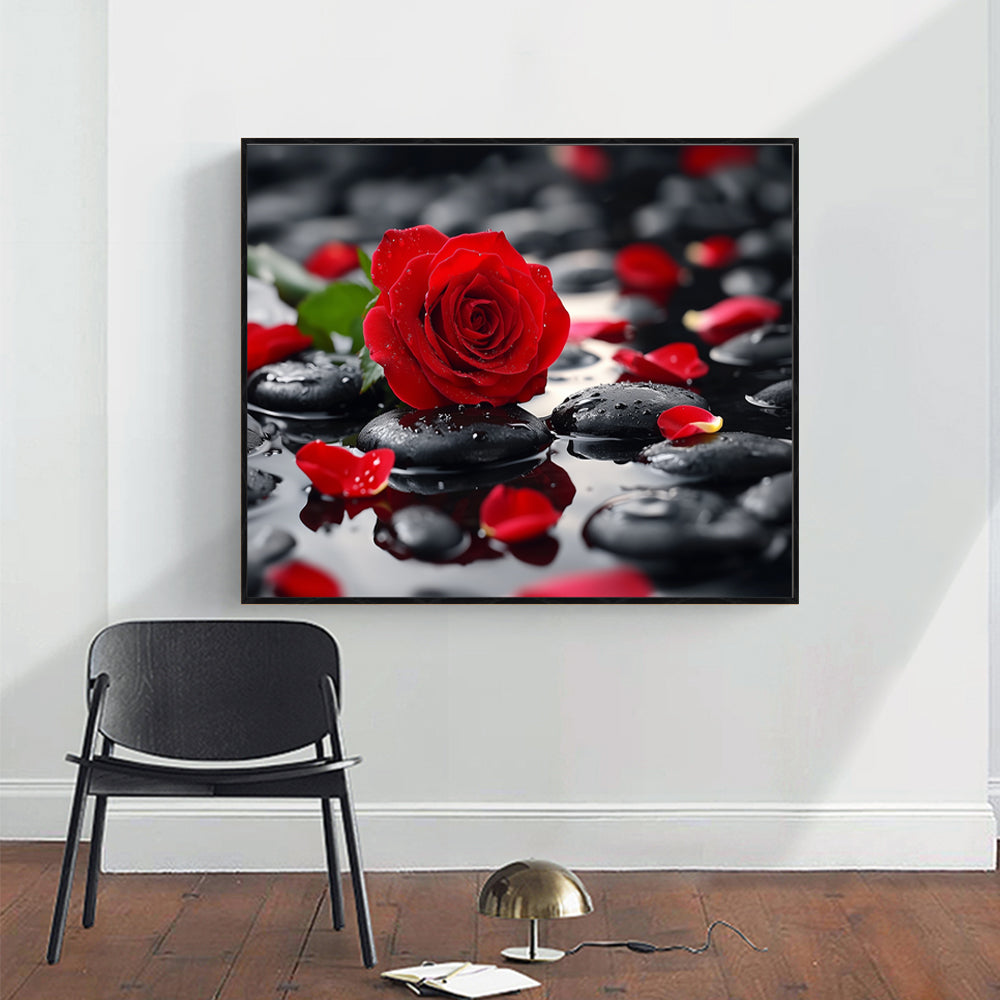 Elegant Red Rose Canvas Wall Art