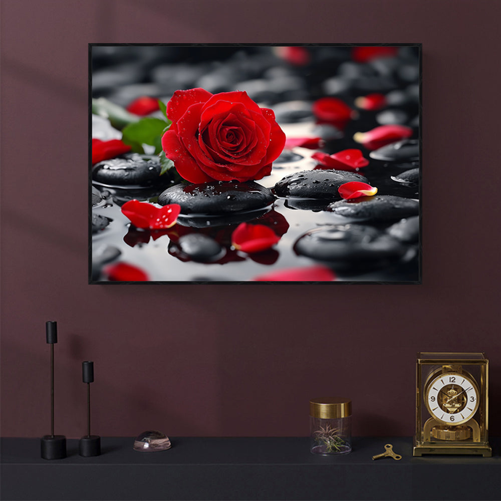 Elegant Red Rose Canvas Wall Art